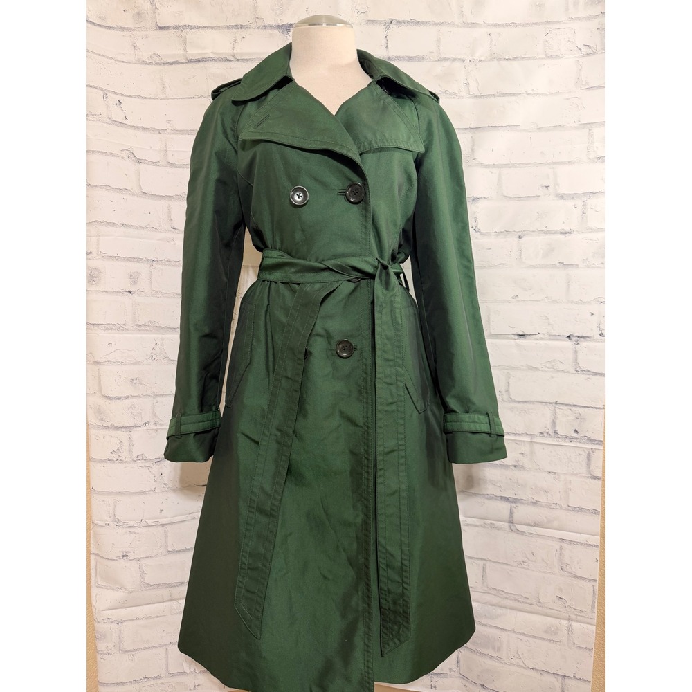 Banana Republic Womens Forest Green Double Breasted Belted Trench Coat Medium